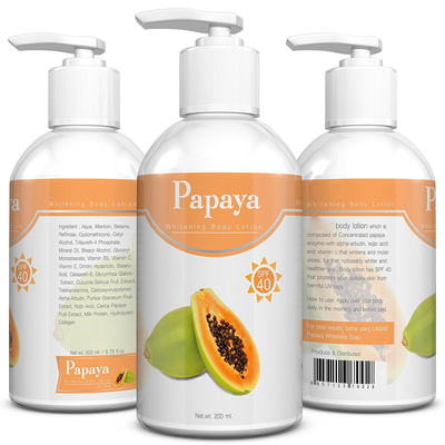 Nhãn hiệu riêng Kojic Acid Công thức tự nhiên Sữa dưỡng thể dưỡng ẩm làm trắng da Papaya hữu cơ 120ml